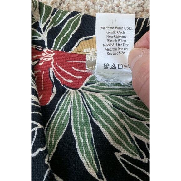 Coldwater Creek Cotton Floral Tropical Button Shirt Size L Hawaiian Short Sleeve - Picture 8 of 8